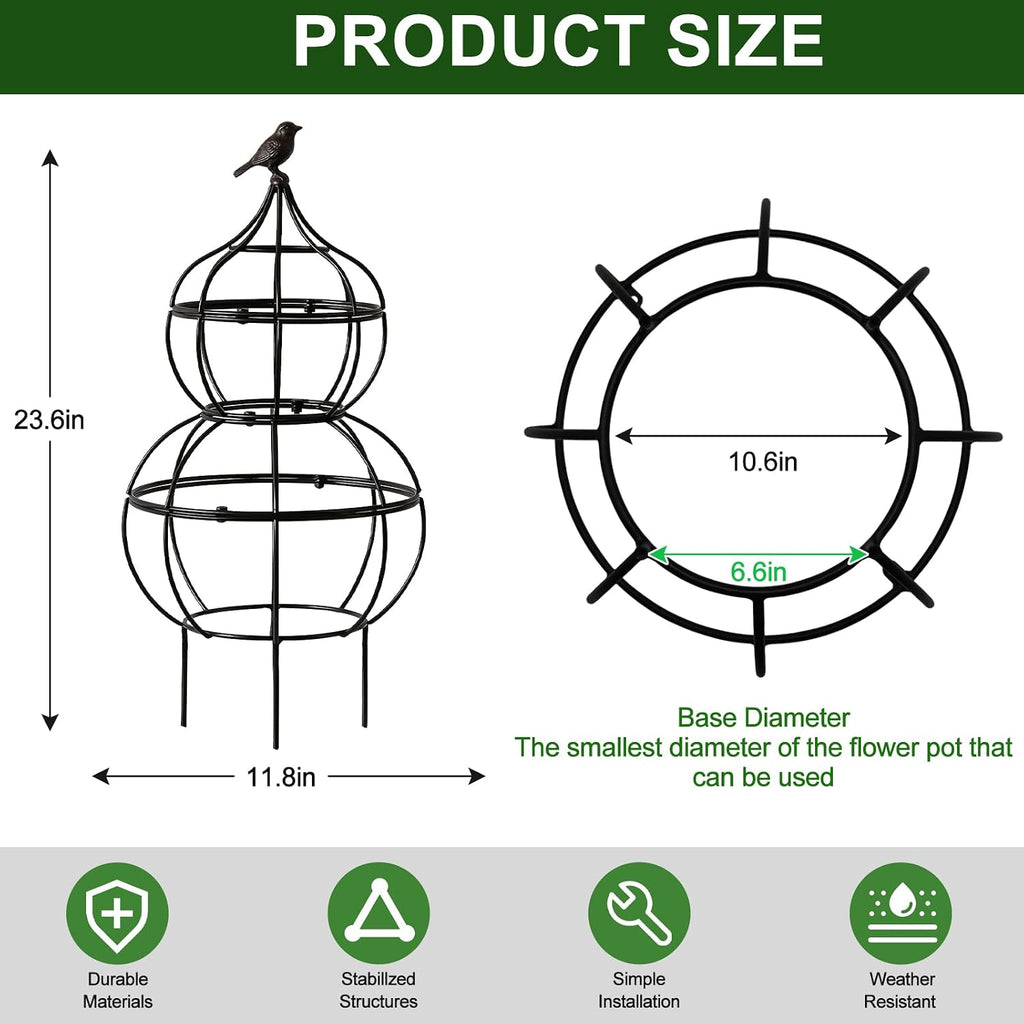 aboxoo Sturdy 23"x12" Metal Obelisk Trellis,Plant Support Indoor Outdoor | Support for climbing plants, topiaries &