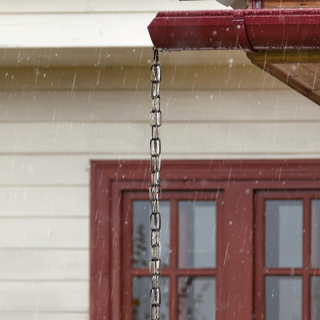 LOFIR 16.5FT Matte Bronze Iron Rain Chain 4mm | 16.5ft bronze rain chain with hooks bells, 4mm iron tube for roof eaves