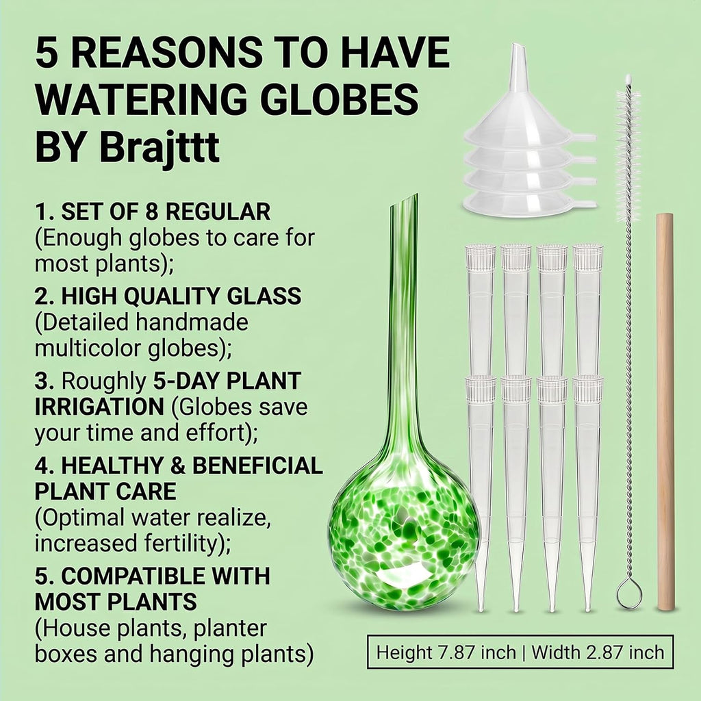 8Pcs Glass Plant Watering Globes,Self Watering Globes,Water Bulbs | Automatic Plant Watering Can Devices Garden, Glass