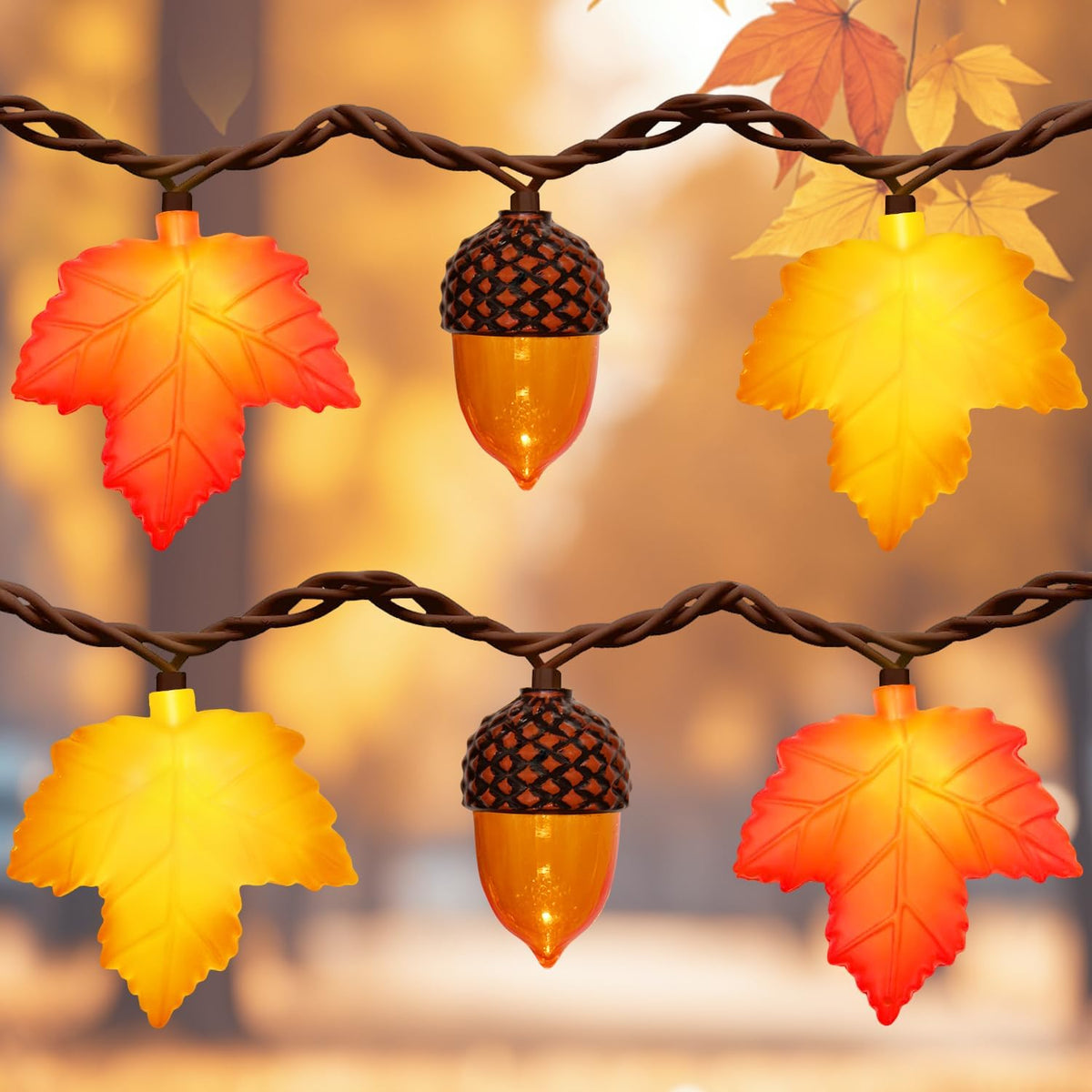 Brightown 6 Pack Fall Decorations for Home Maple Leaf Garland with Lights