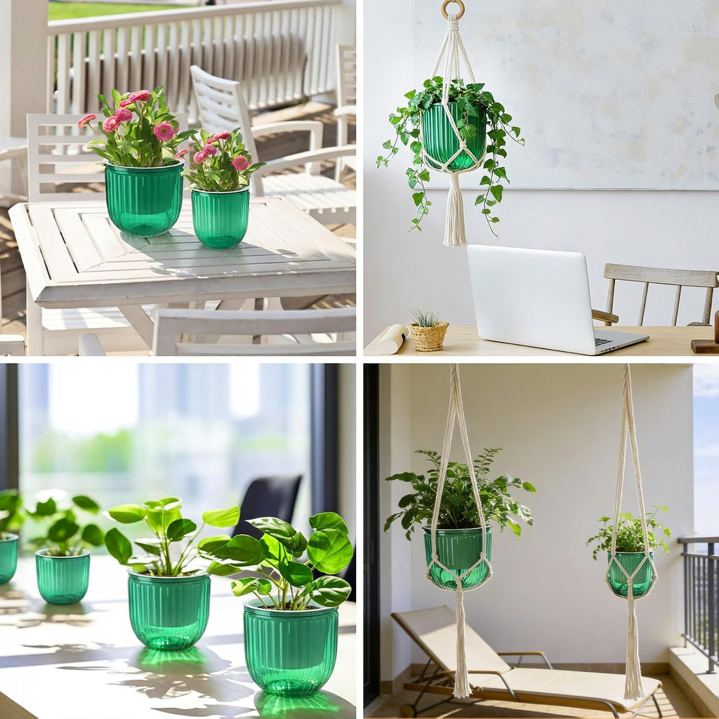 Hanging Planter Set of 6 Self Watering Indoor Flower Pots with Water Level Indicator Modern Plant Hangers for Indoor