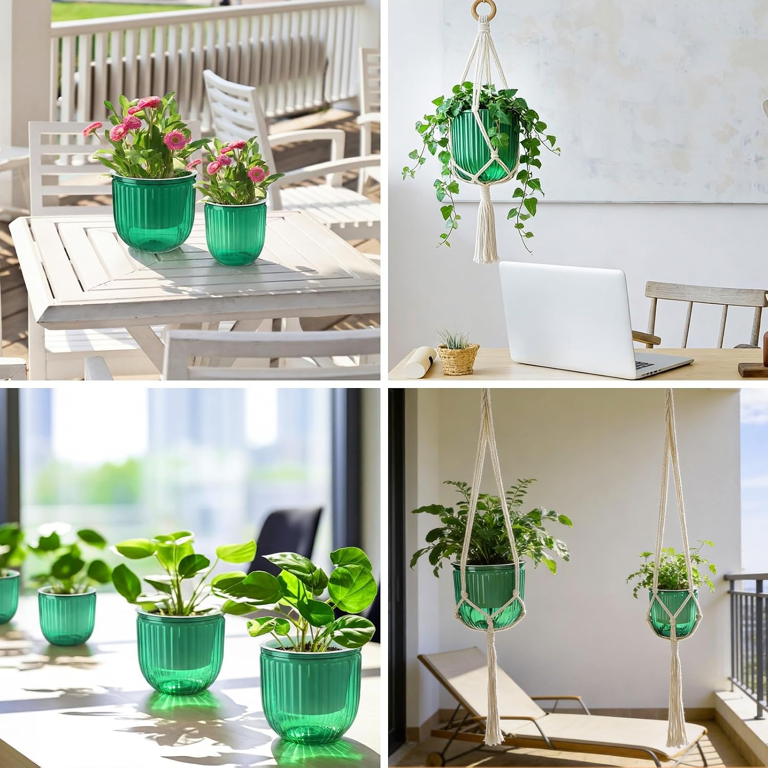 Hanging Planter Set of 6 Self Watering Indoor Flower Pots with Water Level Indicator Modern Plant Hangers for Indoor