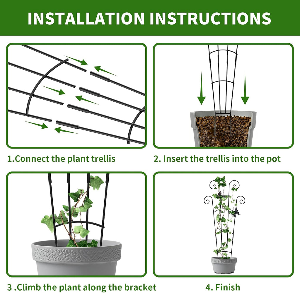 4 Pack 30 InchTaller Plant Trellis for Potted Climbing Plants Indoor,Expandable Metal Garden Trellis for Climbing
