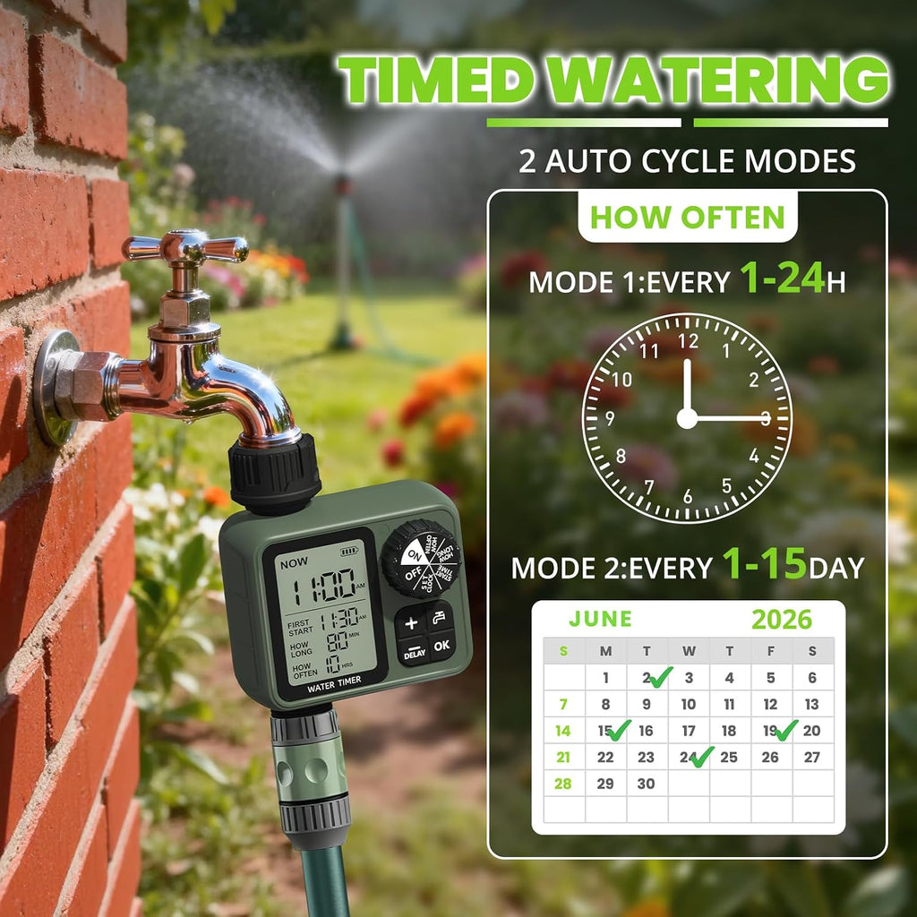 Sprinkler Timer for Garden Hose, Irrigation Water Timer with Rain Delay, Automatic Manual Watering for Lawn Yard