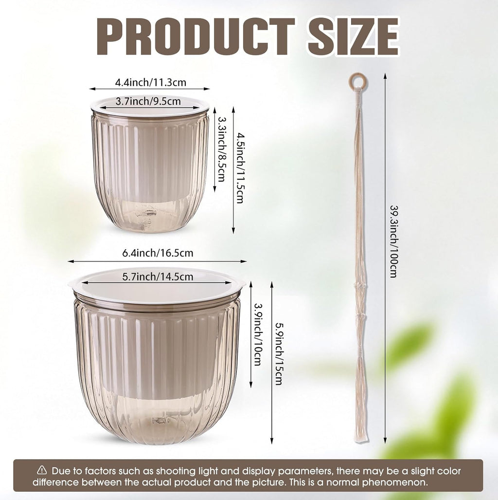 Hanging Planter Set of 6 Self Watering Indoor Flower Pots with Water Level Indicator Modern Plant Hangers for Indoor