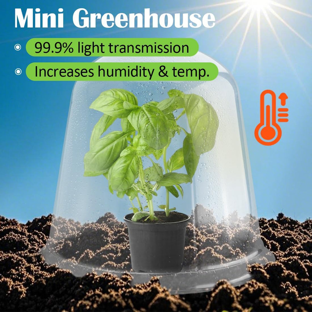 RooTrimmer 13 Inch Humidity Domes Garden Cloches for Plant Protection, Protectors from Animals, Garden Clear Plant