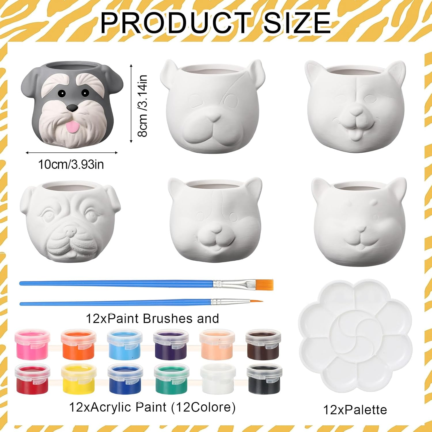 Hushee 12 Sets Ceramic Succulent Pots to Paint with Drainage | Paintable Succulent Plant Pots, 12 Styles, Small DIY