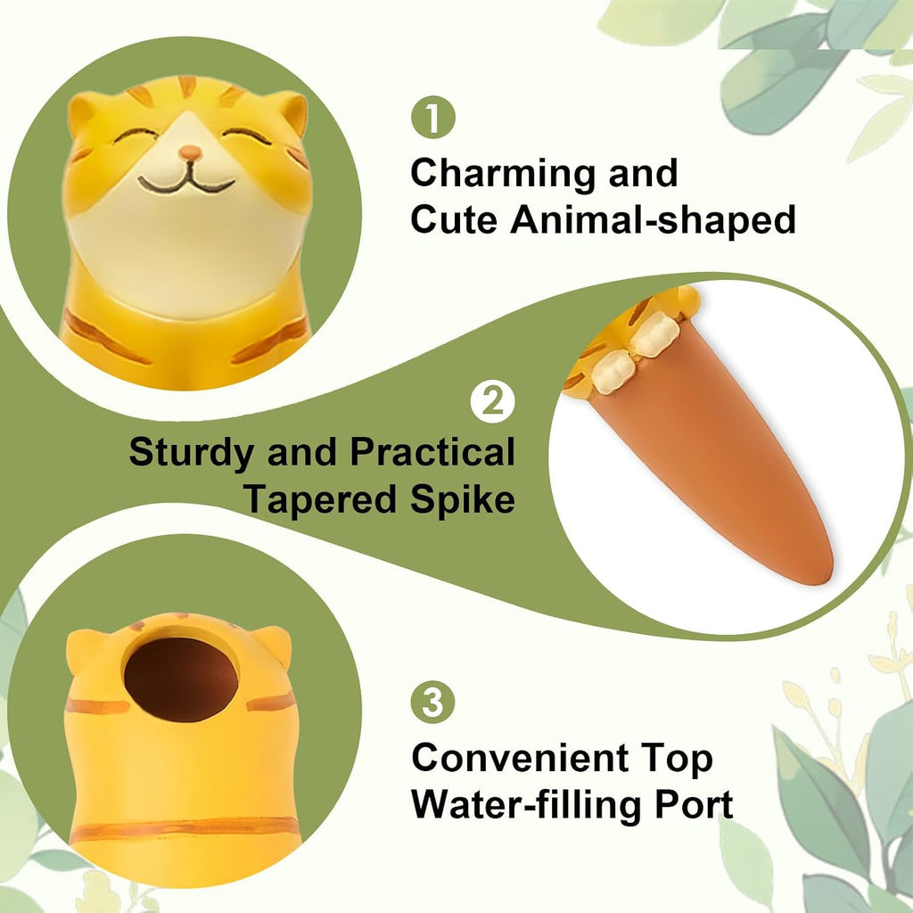 MCleanPin 4 Pack Plant Watering Spikes and Globes Handmade Terracotta Self-Watering Planter Insert Automatic Plant