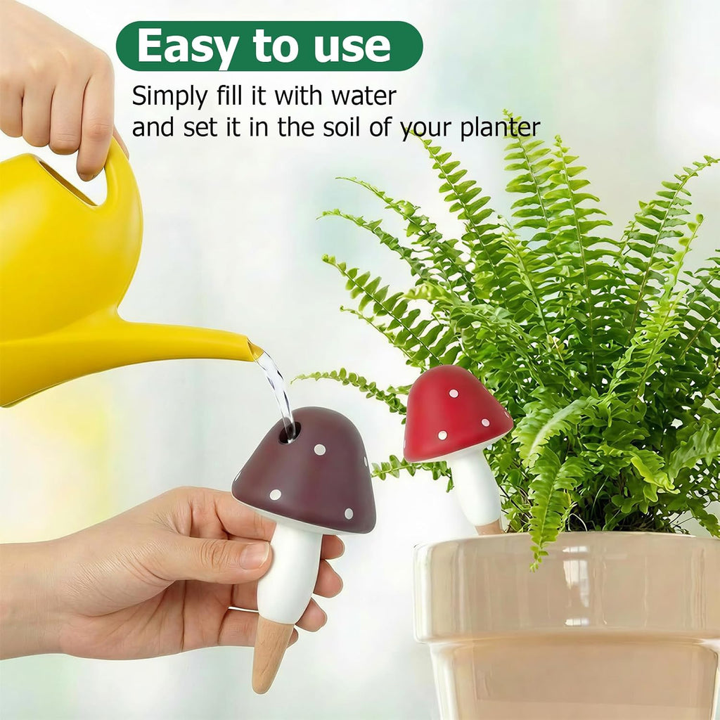 Plant Watering Globes, 16 Pack Self-Watering Terracotta Spikes - Mushroom Shape Irrigation Devices for Indoor & Outdoor