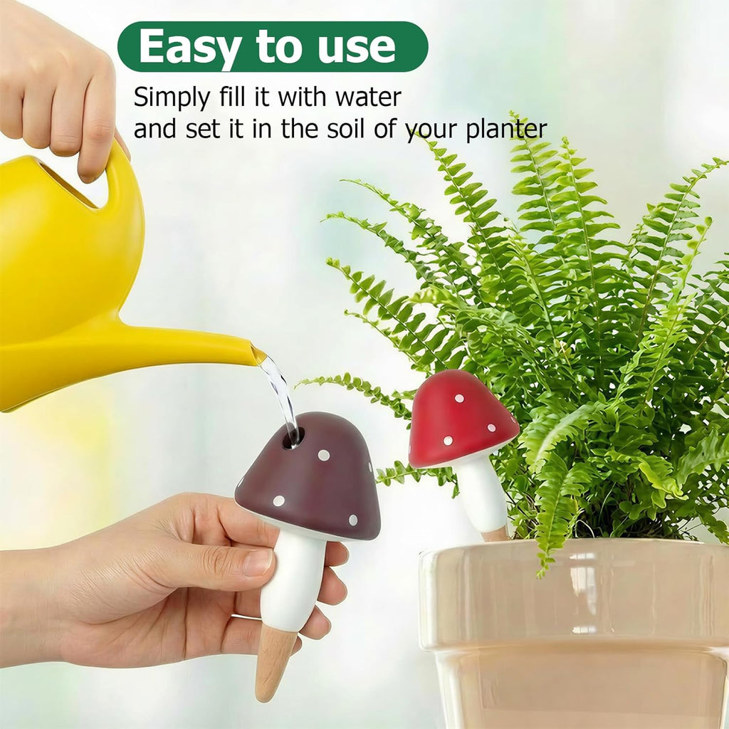 Plant Watering Globes, 8 Pack Self-Watering Terracotta Spikes - Mushroom Shape Irrigation Devices for Indoor & Outdoor