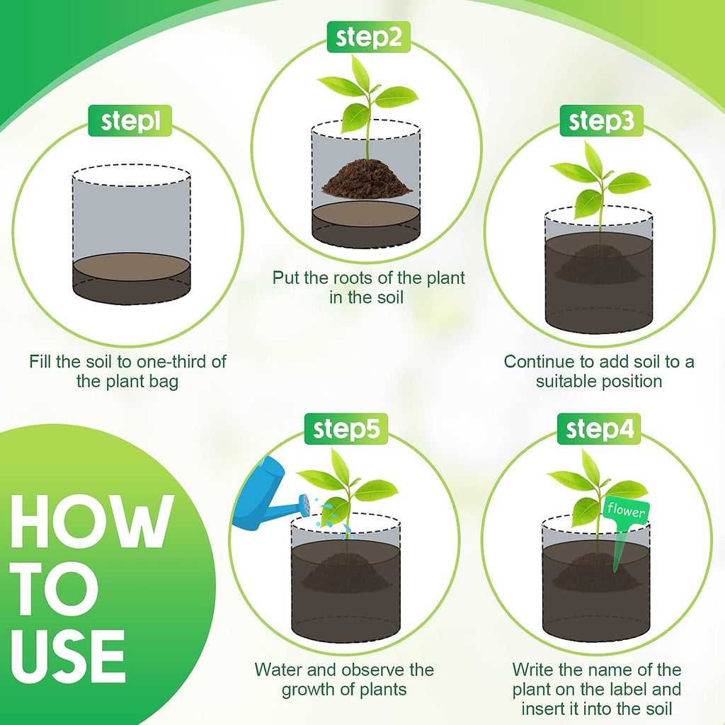 Nuanchu 50 Packs Grow Bags Small Aeration Fabric Pots Nonwoven Garden Bags Grow Pots Planter with 50 Pcs Plant Labels