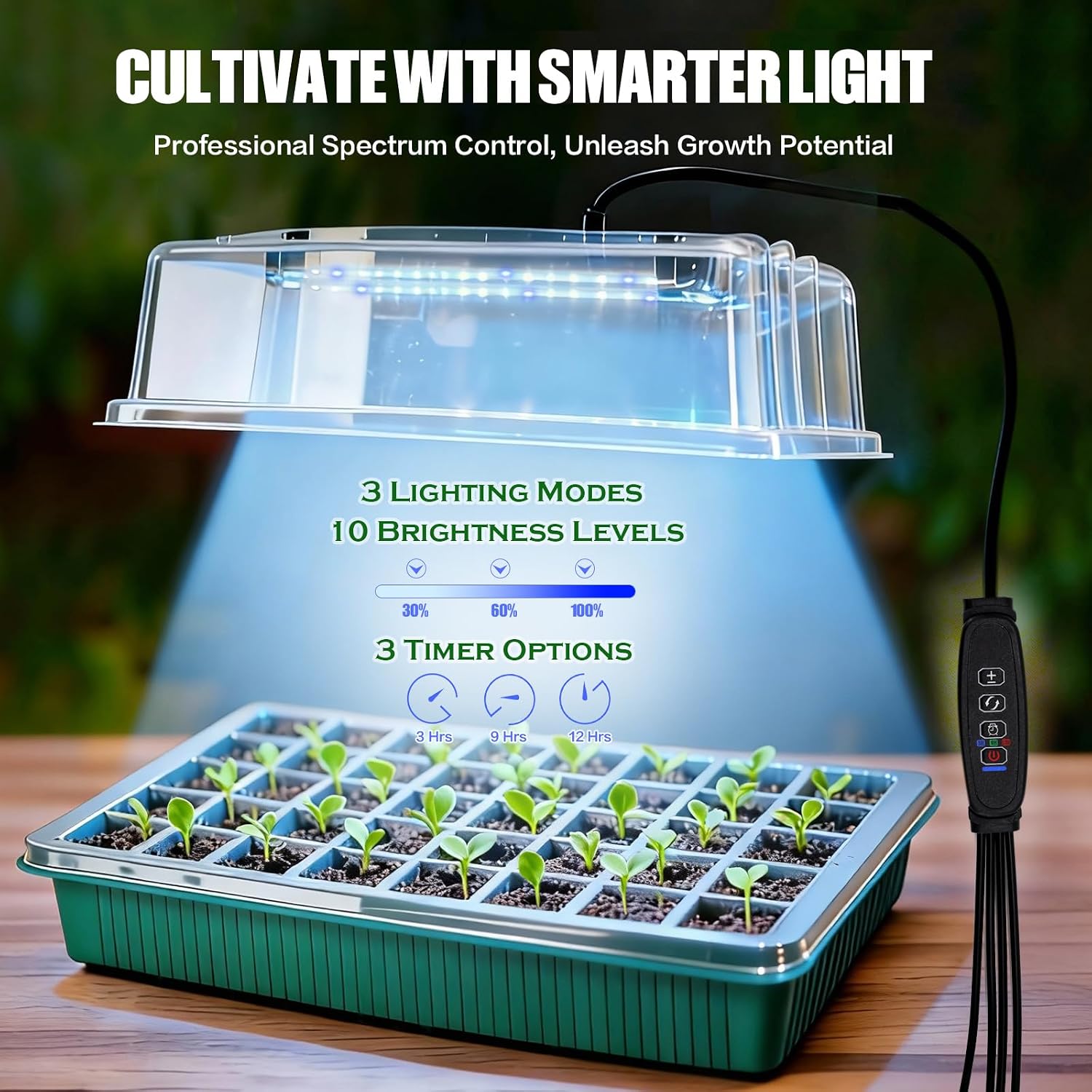 2 Pack 80 Cell Seed Starter Tray with Grow Light & Humidity Dome | Grow Light, Thicken Plant Starter Kit, Humidity