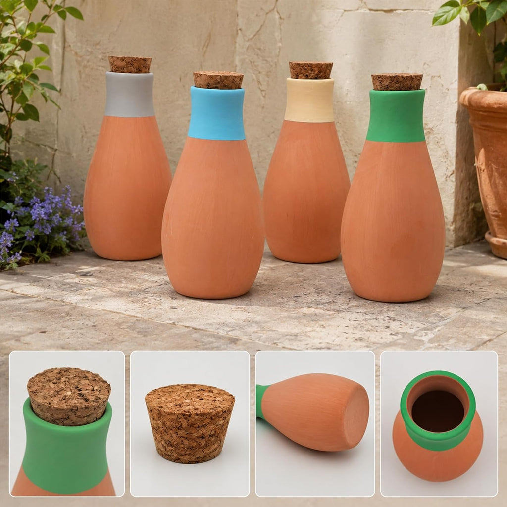 4 Pack Terracotta Olla Self Watering Globes, Clay Slow Release Plant Watering Devices – Self Watering Planter Insert