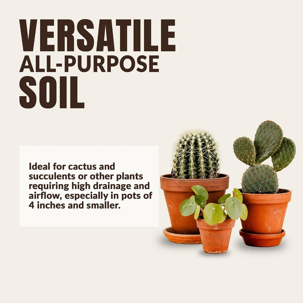 High Porosity Soil Mix, Enhanced with Peat Moss and Perlite, Perfect for Smaller Pots, Cactus & Succulents - Promotes