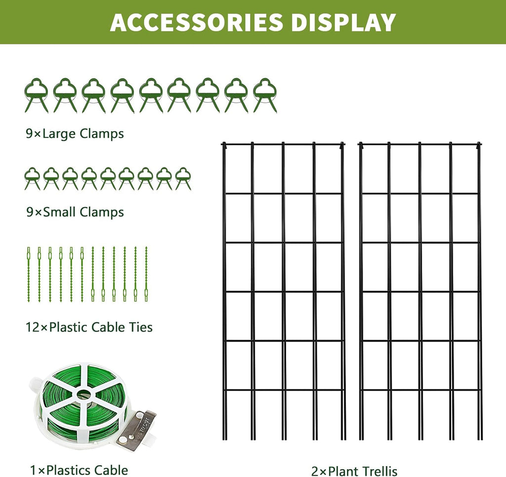 Cucumber Trellis 2 Pack,Foldable A-Frame Garden Trellis | for Raised Bed Garden Grow Support with Plant Support Clips