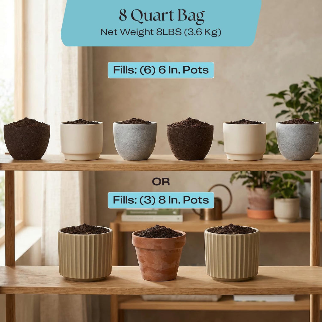 Rosy Soil Houseplant Potting Soil, Organic Indoor Potting Mix, 8 Quarts | Biochar and Worm Castings, For Monstera