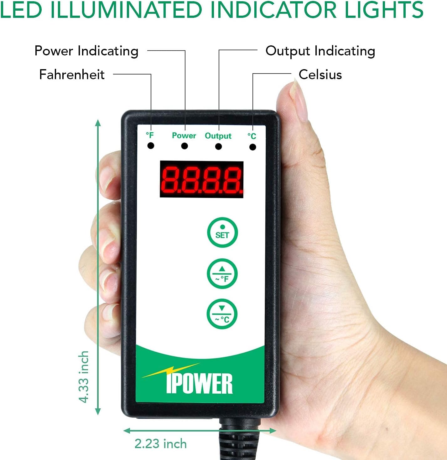 iPower Digital Heat Mat Thermostat Controller and 10" x 20.75" Carbon Film Seeding Warm Hydroponic Pad with Temperature