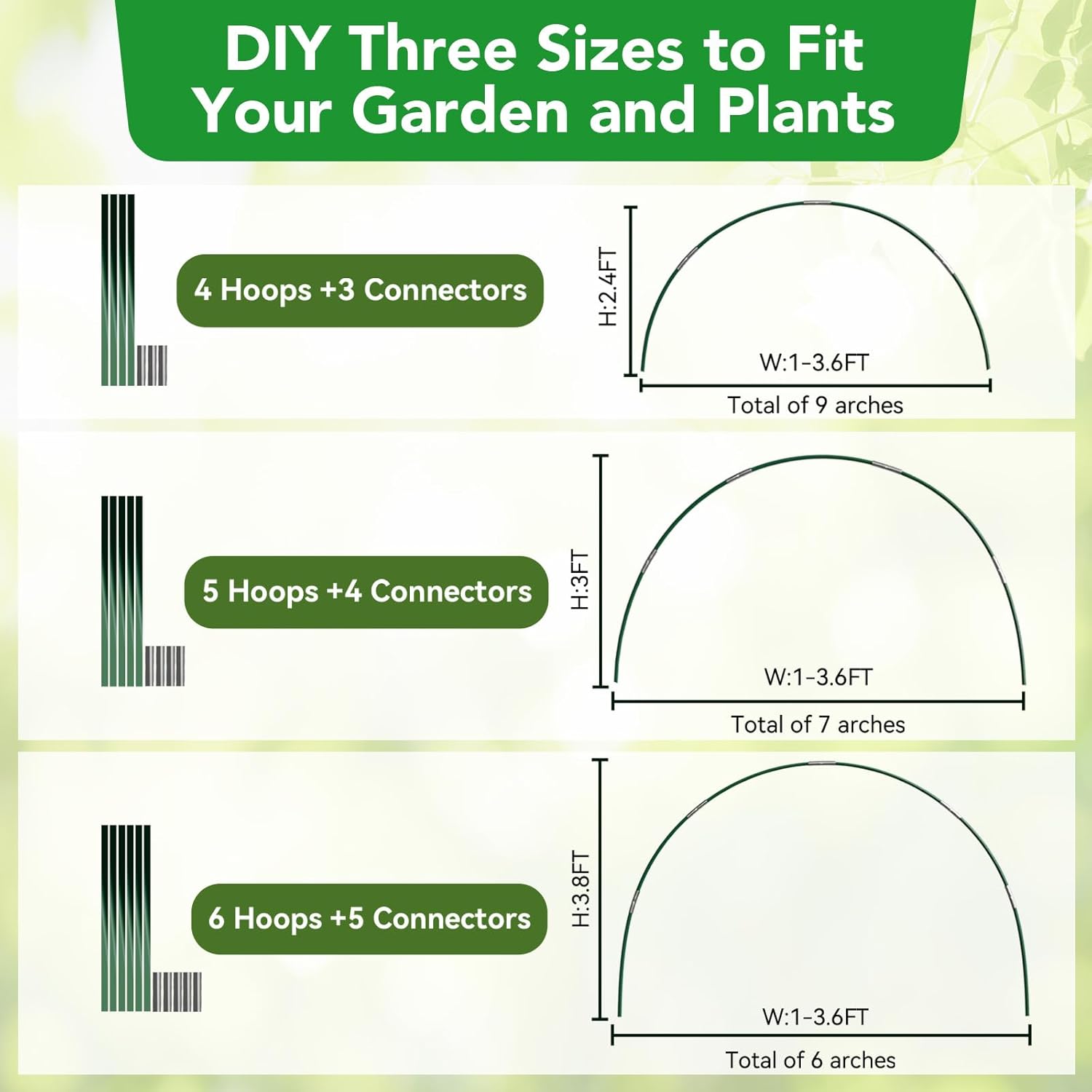 Garden Mesh Netting Kit for Raised Beds, 10x30FT Green Garden Netting ＆6 Sets Fiberglass Garden Hoops, Row Cover Garden