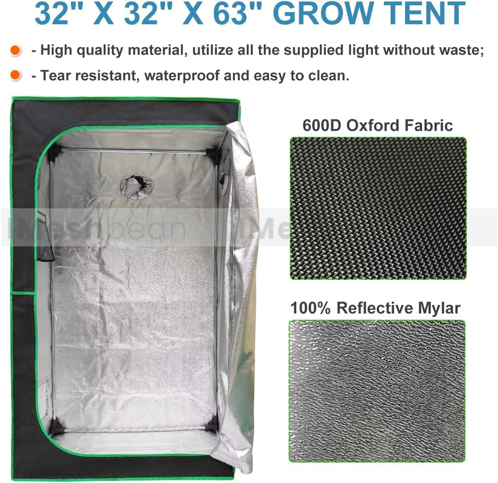 Grow Tent Kit Complete 2.7x2.7 ft High Reflective Mylar Hydroponics Indoor Plant Growing Tent with LED Grow Light