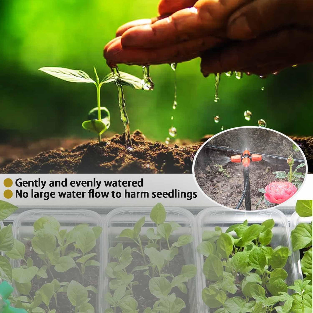 Drip Irrigation Kit Automatic Watering System with Water Timer 64FT 1/4 Tubing and 12 Rain Spray Watering Nozzles in 4