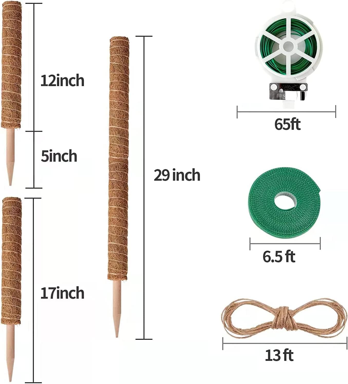 Eibikdi 101in Moss Pole for Plants Monstera 8 Pcs | Plant Support Stakes for Indoor Climbing Plants Grow Upwards, 65ft