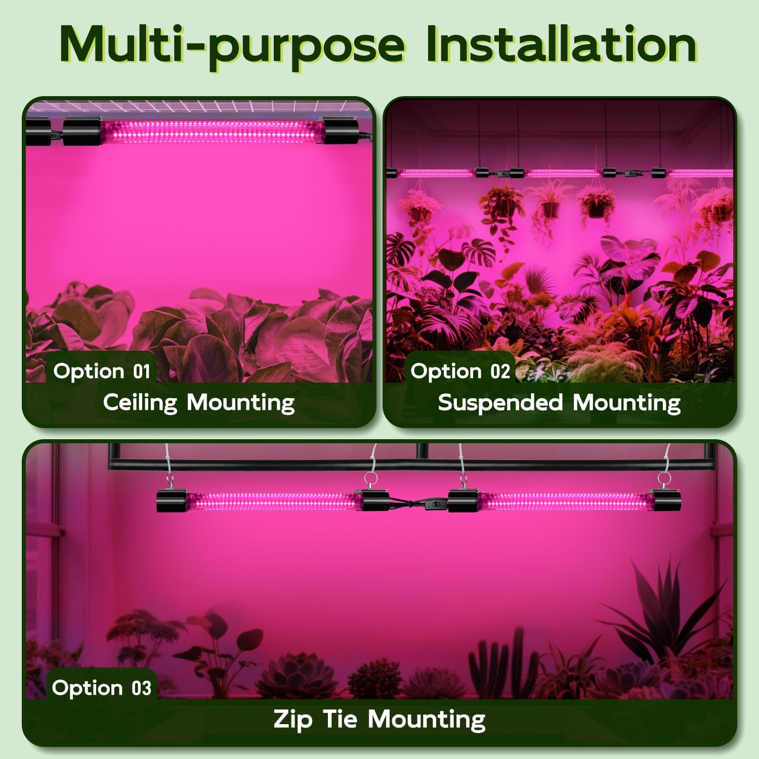 Hlite 16inch LED Grow Lights - Linkable Grow Lights for Indoor Plants | Full Spectrum Plant Lights Plug and Hanging