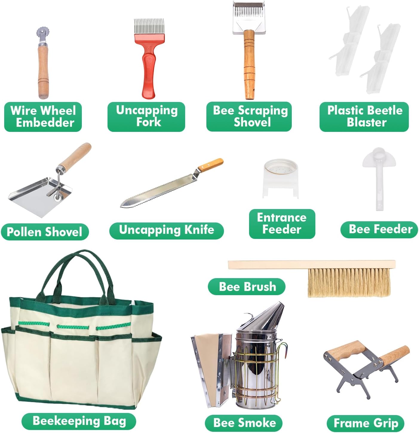 Honey Lake 31Pcs Beekeeping Supplies Starter Kit with Bee Suit – Includes Bee Smoker, Beehive Frame Holder, Frame Grip