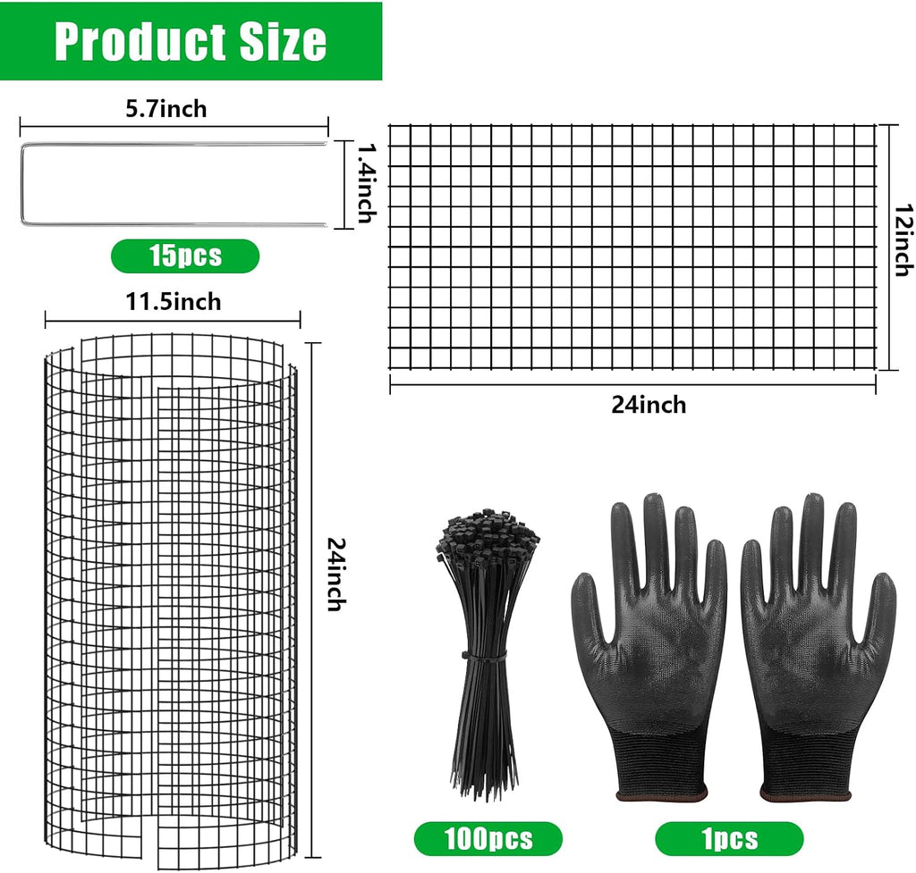 5 Pack Plant Protectors from Animals, 24x12" Plant Cages for Outdoor Plants | Wire Plant Protector, Thick Metal