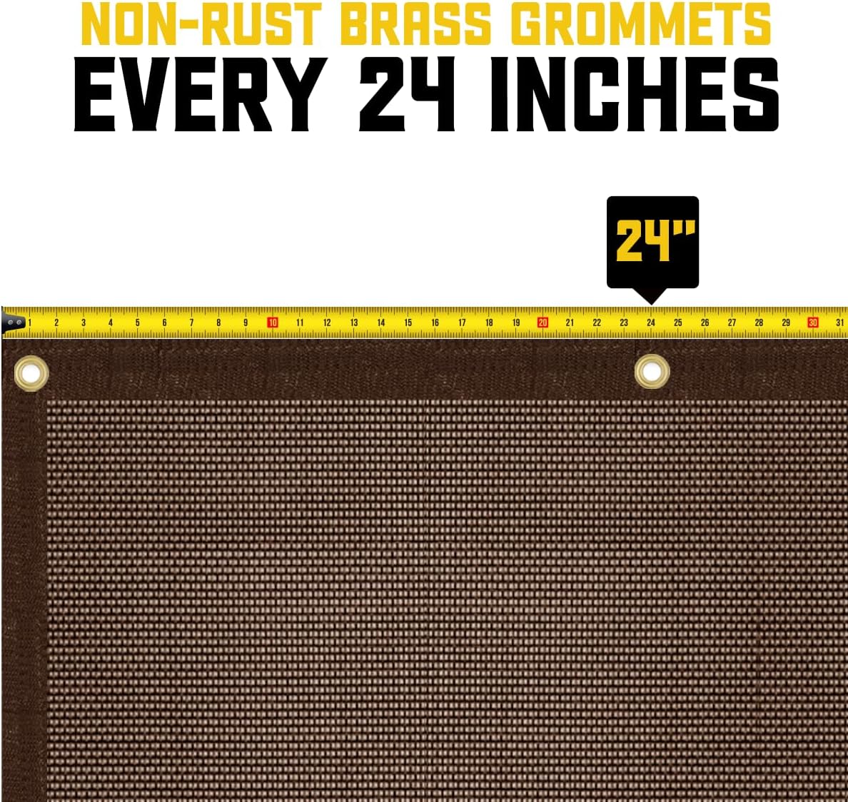 Core Tarps 60% Brown Shade Cloth with Grommets - 20 X 20 FT Heavy Duty Mesh Tarp - Sun Shade Cloth for Garden