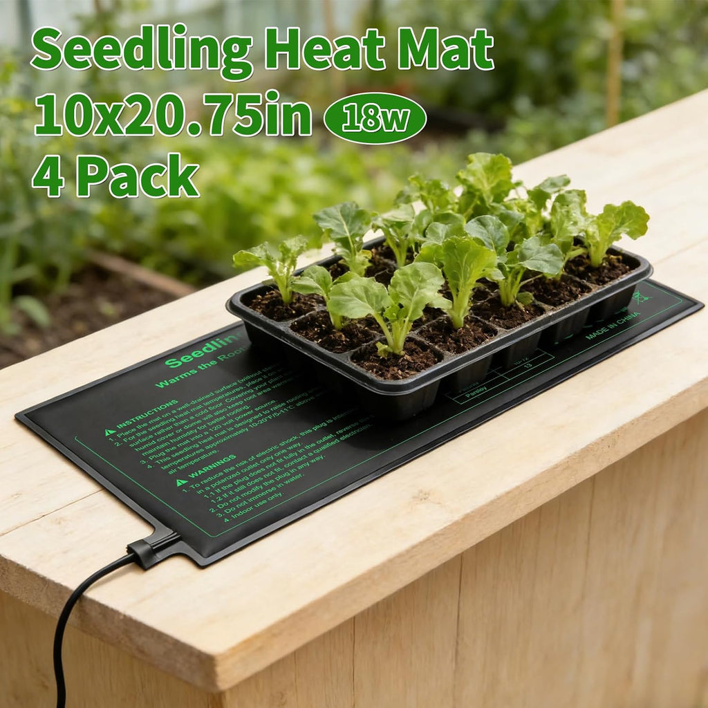 Seedling Heat Mat 4 Pack Dual Certified by MET and UL Plant Heating Mat Pad with Power Failure Protection Thermostatic