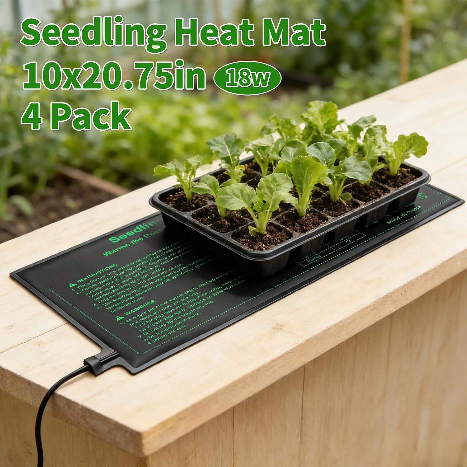 Seedling Heat Mat 4 Pack Dual Certified by MET and UL Plant Heating Mat Pad with Power Failure Protection Thermostatic