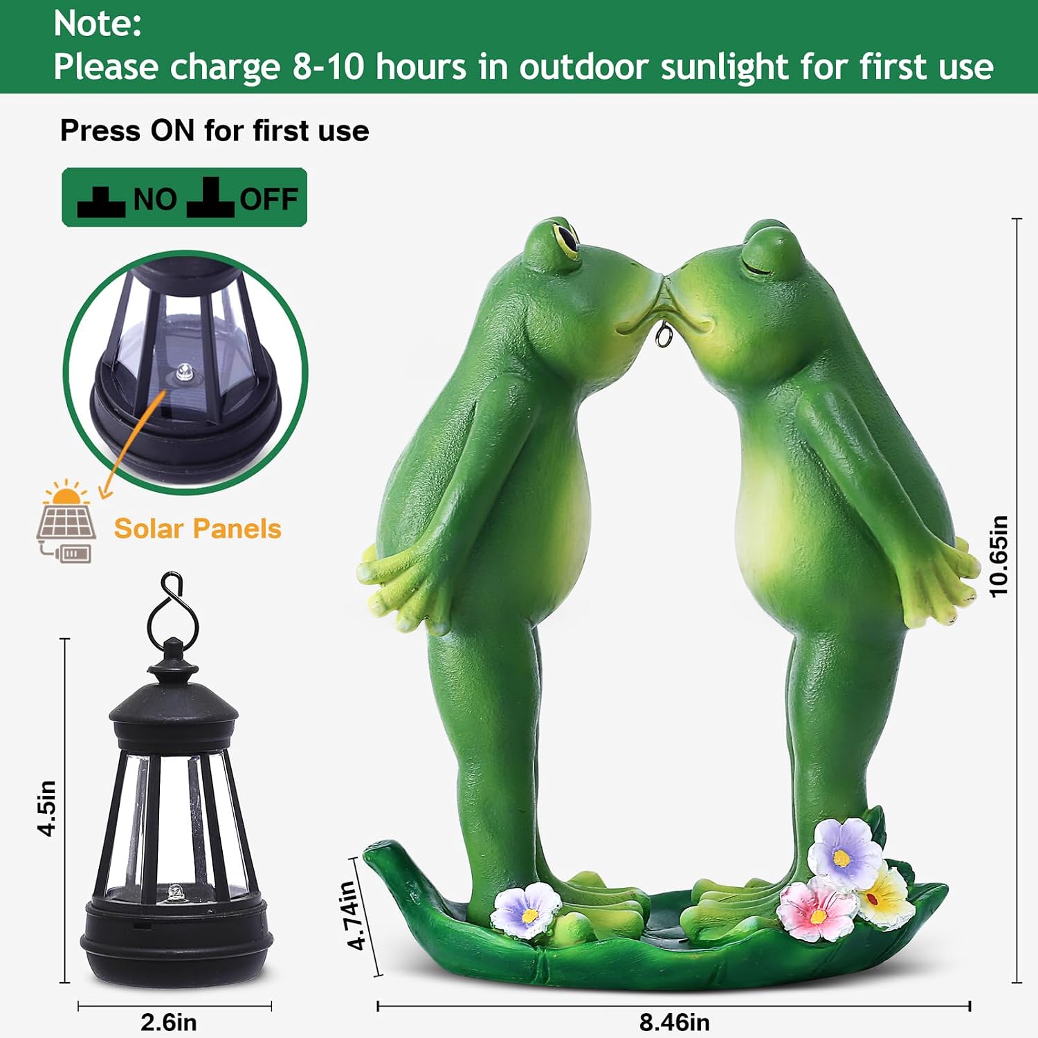 Solar Frogs Statue for Garden Mother's Day Decorations Solar Lantern LED Yard Decorations for Porch Patio,Yard,Lawn