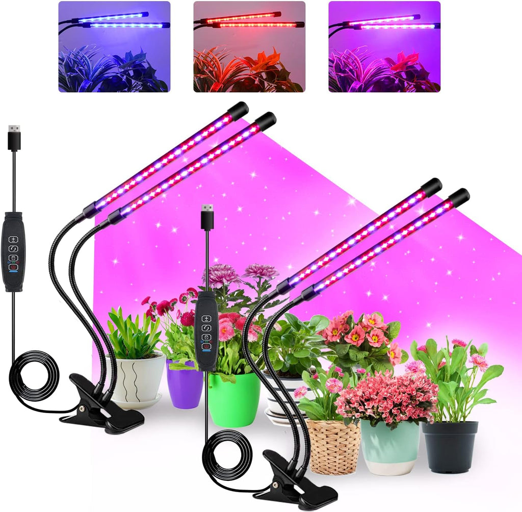 Grow Lights for Indoor Plants, Full Spectrum Dual-Head Clip Plant Lights