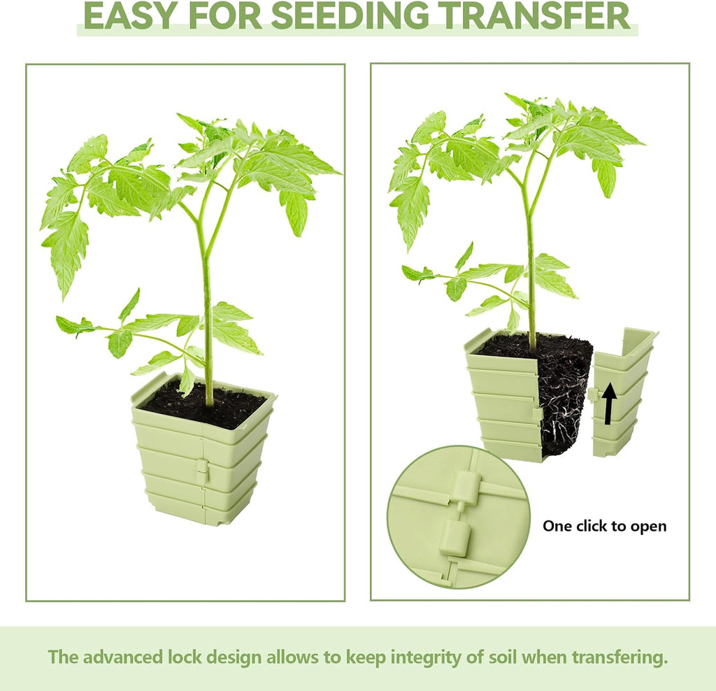 Side-Open Seed Starter Tray 4-Pack, 24 Cells Modular Design with Detachable Plant Cells, Extra-Large 2.36"x2.28" Cells