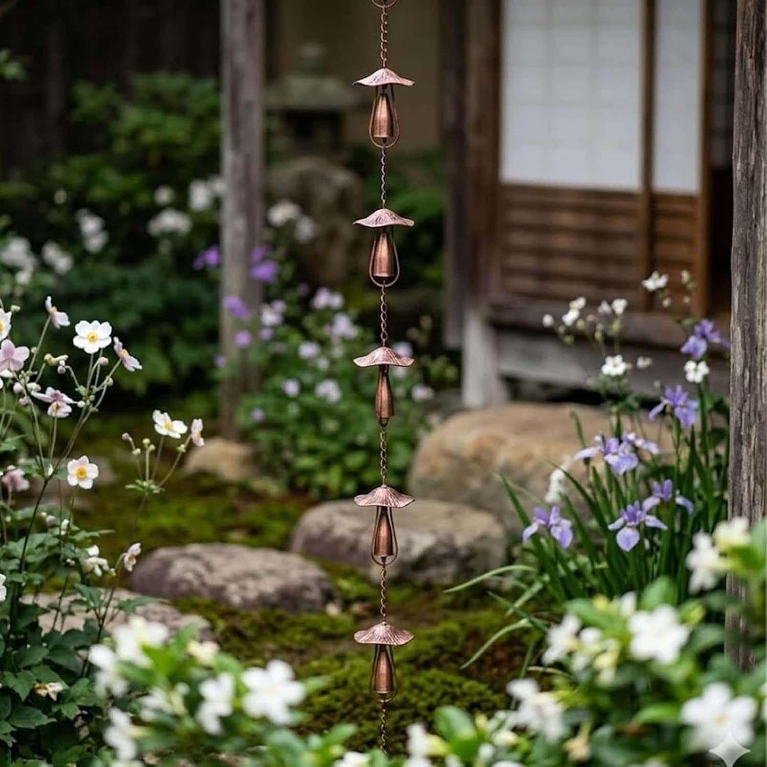 Vintage Iron Mushroom Rain Chain, 51.18 in Metal Mushroom Rain Catcher for Patios & Porches, Outdoor Decor (1PC)