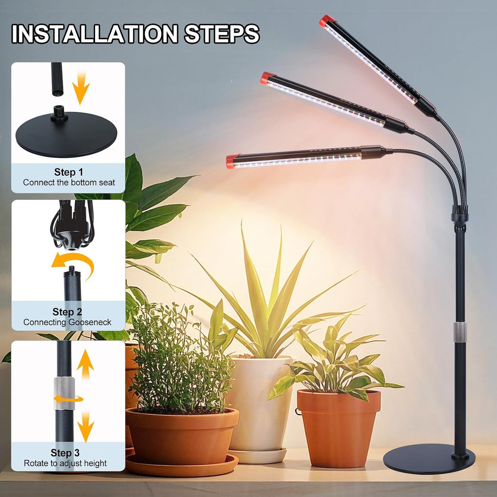 3Head Tabletop Grow Lights for Indoor Plants, Seed Starting, Vegetables, Bonsai, Bright Desk Plant Growing Lamps