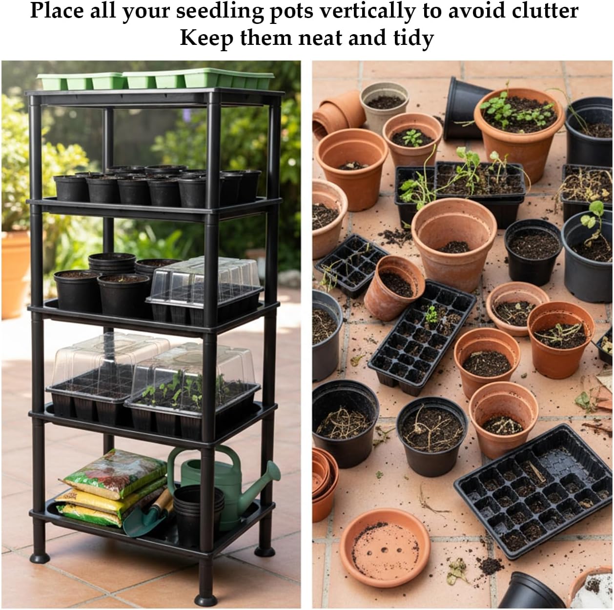 RooTrimmer 5-Tier Seed Starter Trays, Plant Stand, with Bottom-Watering Design– Reinforced Thickened Shelf for Small