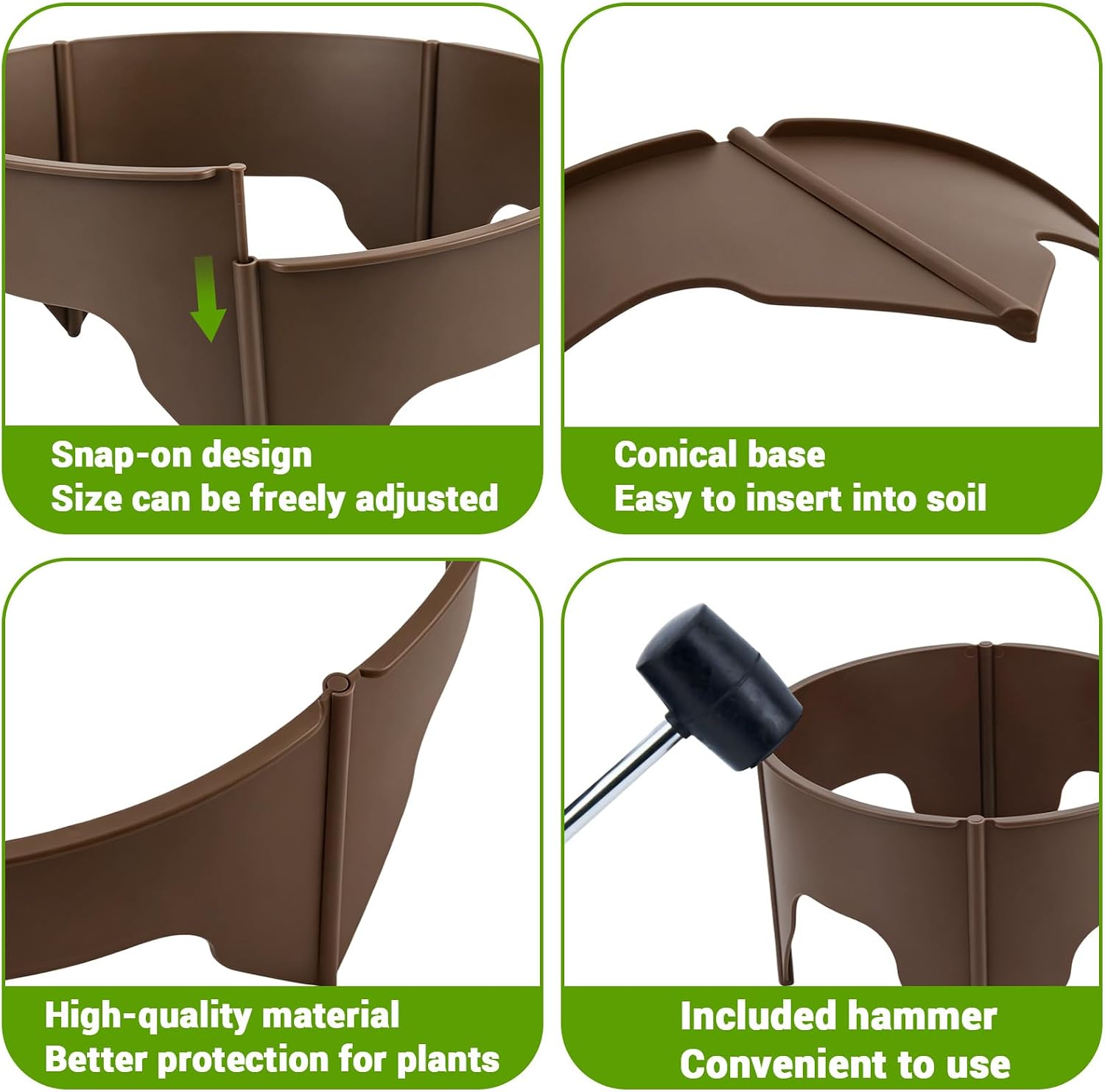 24 Pieces Planting Grow Rings, 7.8-15.16in Adjustable Round Plant Support Rings, Brown Plant Rings for Outdoor Plants –