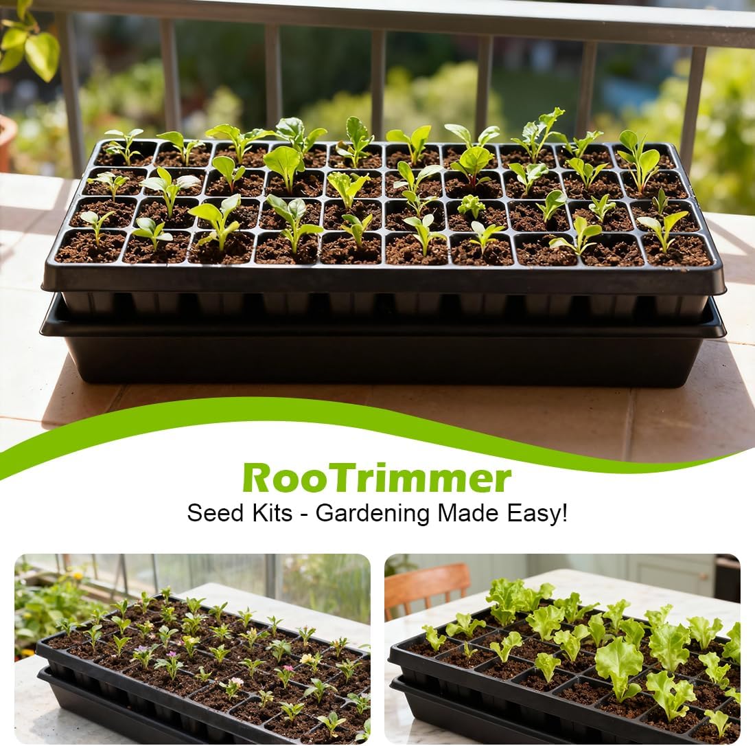 RooTrimmer 10 Pack 1020 Seed Starter Trays and 10 Pcs 40 Cell Plug Trays, Thick Durable Seedling Plastic Nursery Tray
