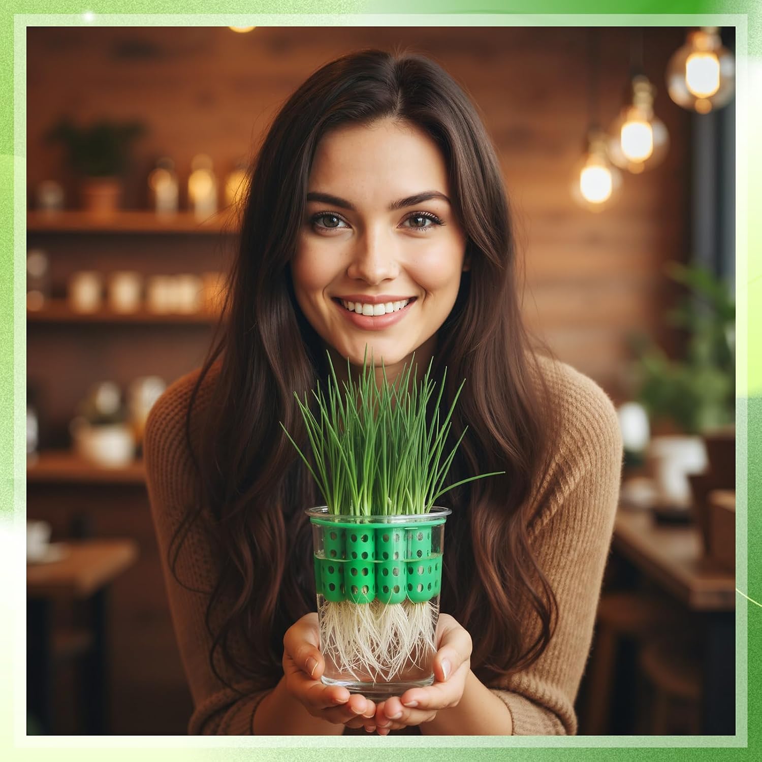 4 Pack Green Onion Planter Scallion Grower Seed Sprouting Kit Compatible with Regular Mouth Mason Jar for Windowsill