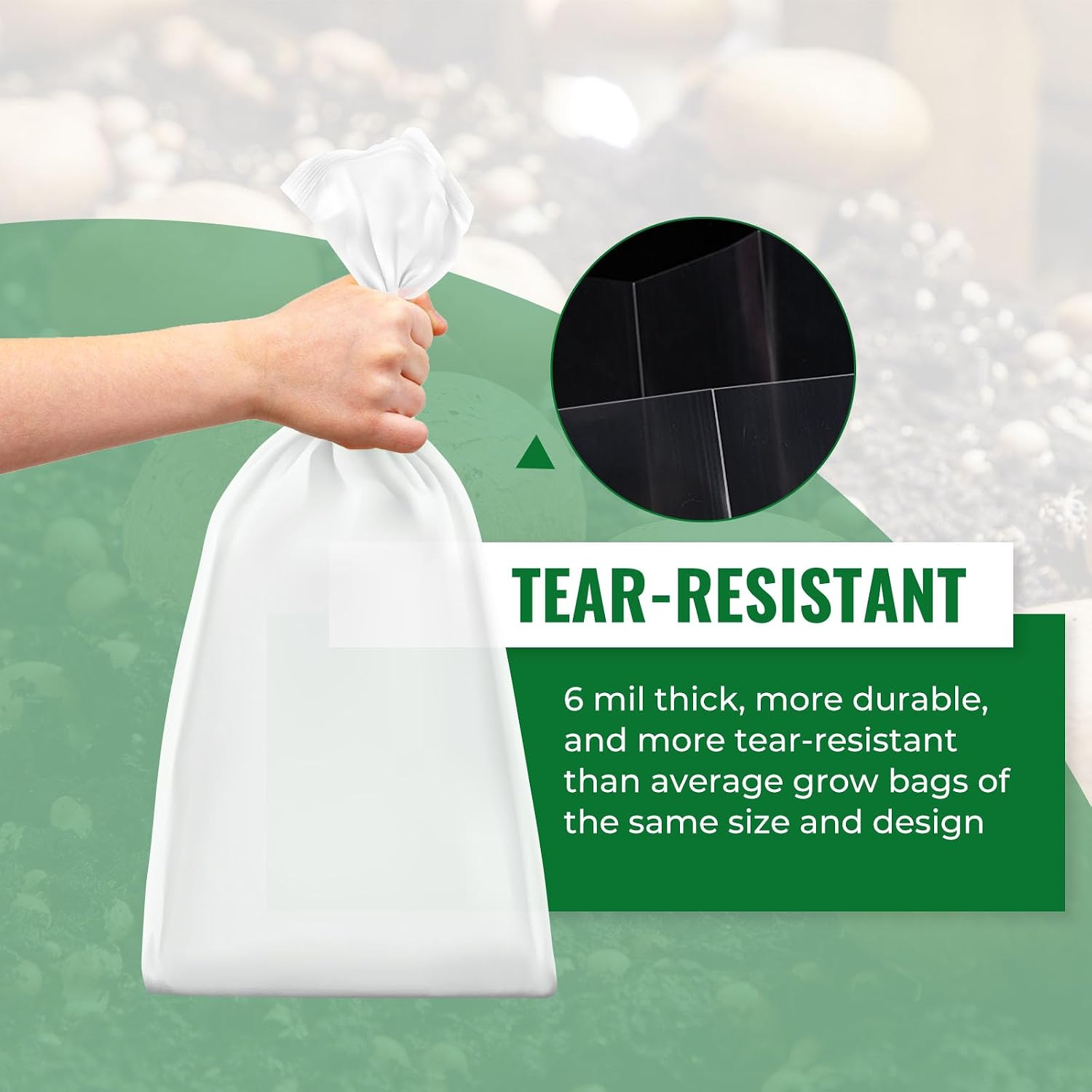 20 Packs 6 Mil Mushroom Grow Bags with Self Healing Injection Port, Thick Spawn Bags 5" X 8" X 20" with 0.2 Micron