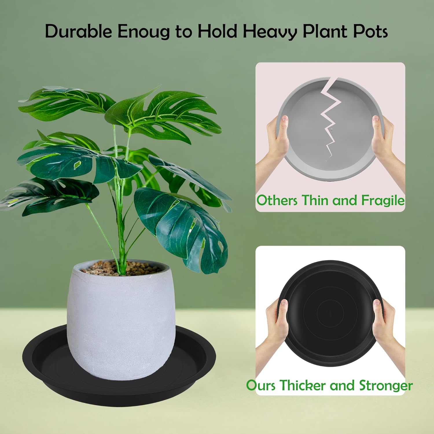 4 Pack 16 Inch Round Plant Saucers for Less 14 Inch Pot Indoors Outdoors Plant Trays for Pots Planter Saucer Plastic