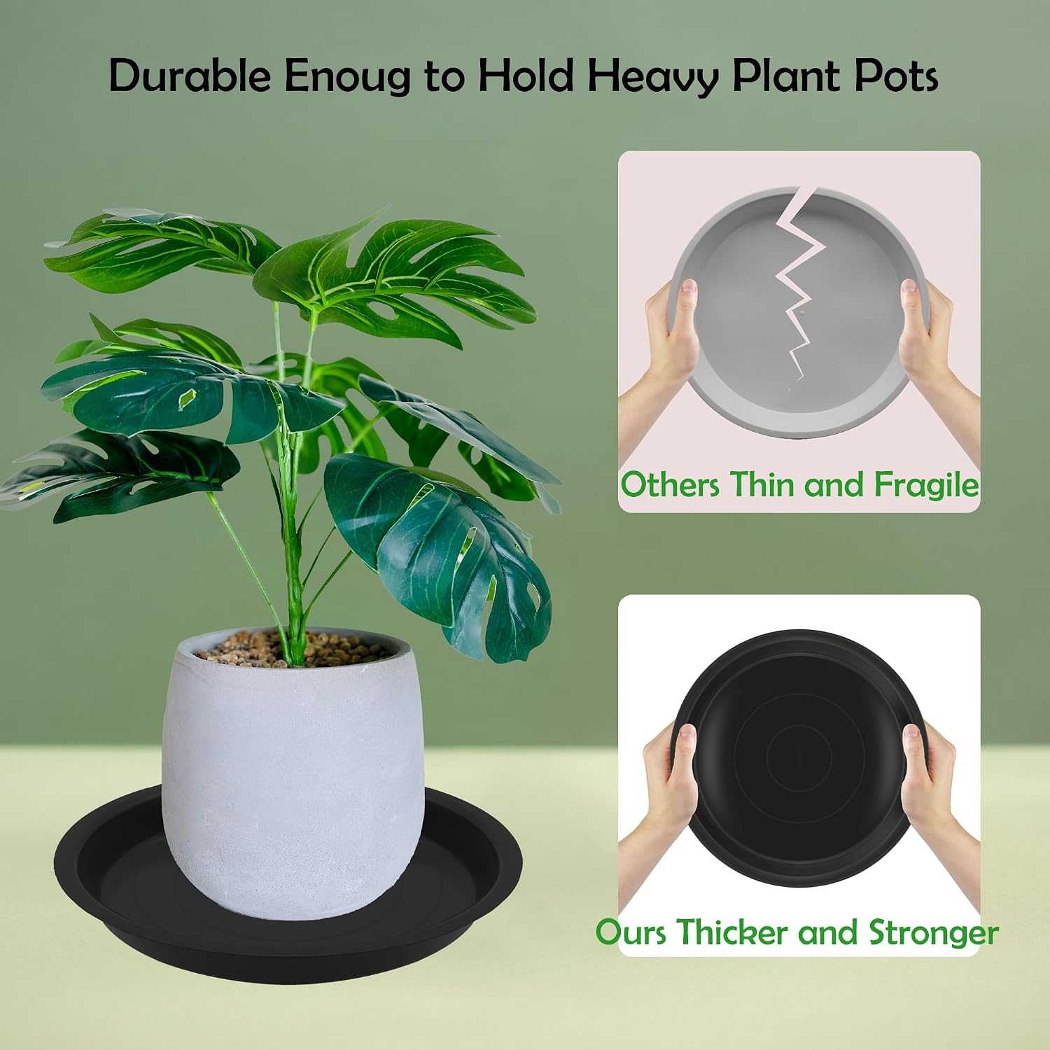 8 Pack 18 Inch Round Plant Saucers for Less 16 Inch Pot Indoors Outdoors Plant Trays for Pots Planter Saucer Plastic