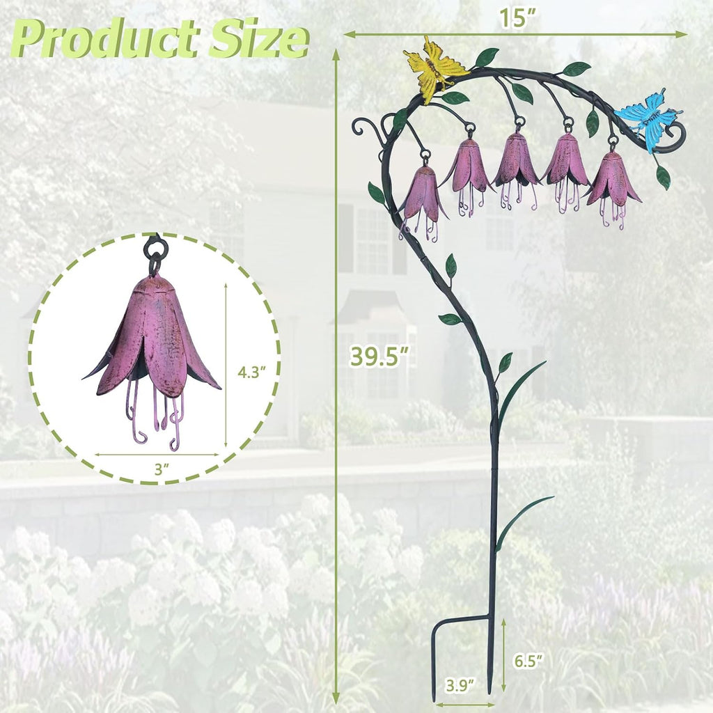 39.5"H Gardens Metal Flowers for Outside,Retro Decorative Garden Stake | Metal Garden Art for Outdoors,Garden Stakes