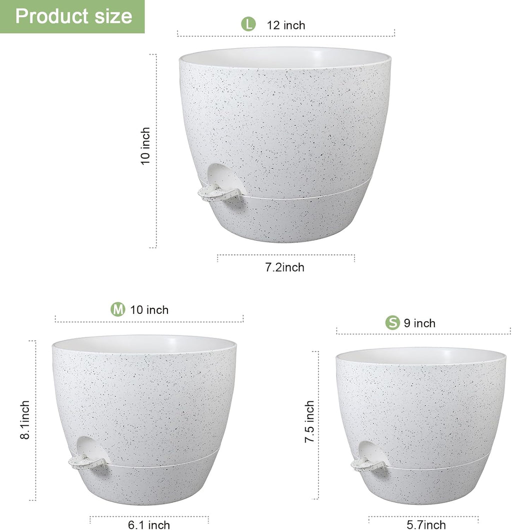 WSMKSZ 12/10/9 inch Large Self Watering Pots, Plant Pots with Mesh Drainage Holes for Indoor Outdoor Garden Plants