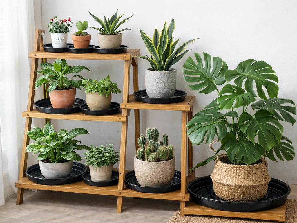 50 Packs 4/6/8/10/12 Inches Plant Saucers for Indoor Outdoor Use Heavy Duty Plastic Plant Plate Dish for Planter Bulk