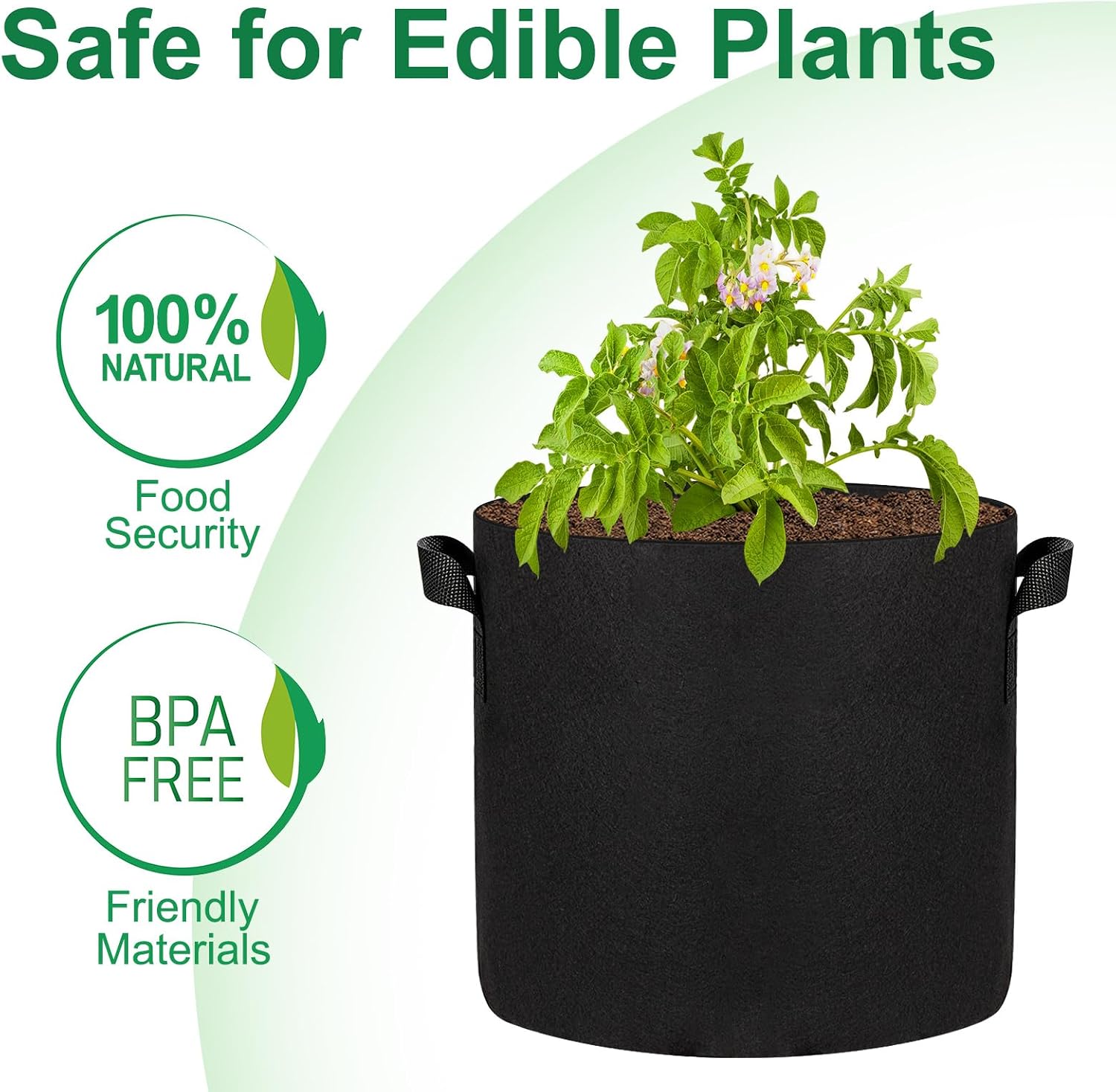 12-Pack 10 Gallon Grow Bags, 300G Thickened Nonwoven Garden Pots,Heavy Duty Fabric Pots with Reinforced Handles