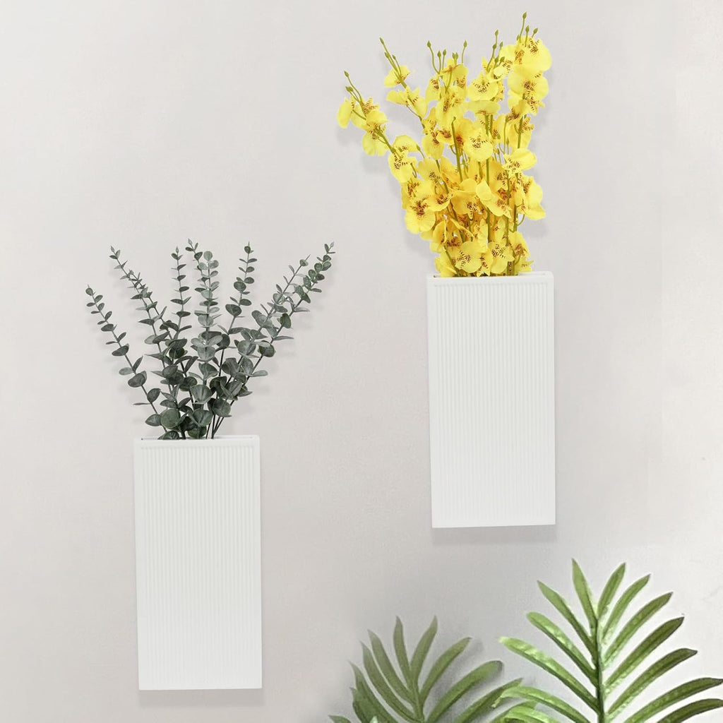 Wood Wall Planter Set of 2, Modern Wall Hanging Decor Pocket Planter for Greenery and Dried Flowers, Indoor Wood