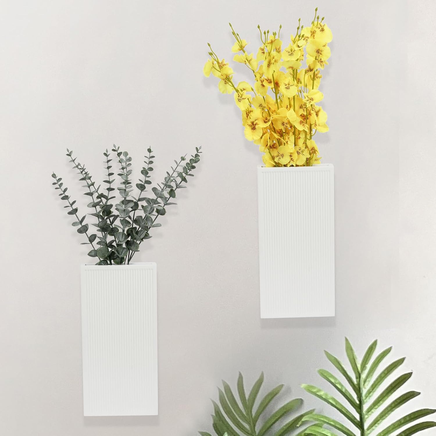 Wood Wall Planter Set of 2, Modern Wall Hanging Decor Pocket Planter for Greenery and Dried Flowers, Indoor Wood
