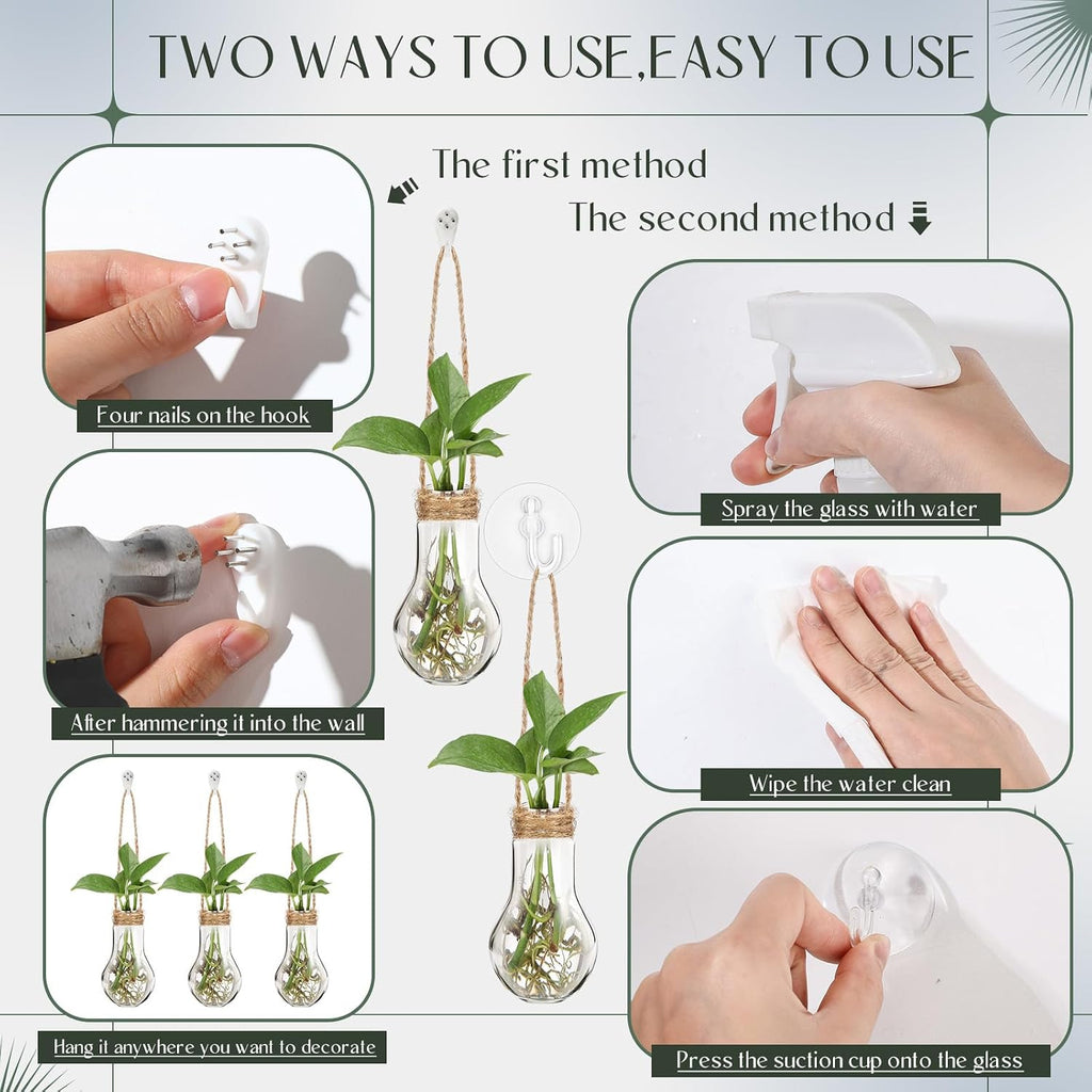 18 Sets 3.94" Plastic Window Propagation Stations Hanging Propagation Vases Plant Test Tubes with Suction Cup &